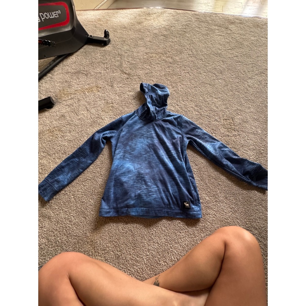 Abercrombie Kids Blue Space Dye Performance Hoodie Sweatshirt Size 13/14 Large